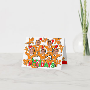 Gingerbread Man Happy Holidays Add Photo Card 1