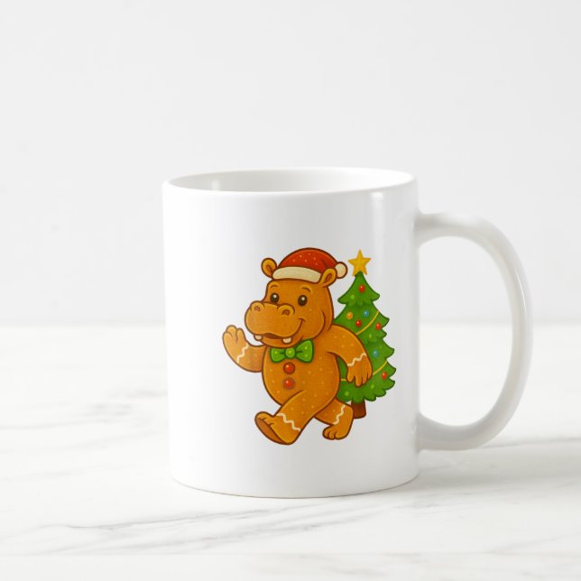 Gingerbread Man Hip Santa Hat Hiptamus Christmas T Coffee Mug (Right)
