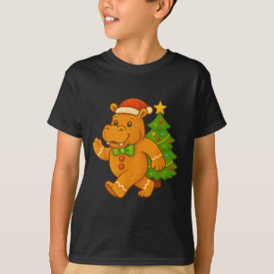 Gingerbread Man Hip Santa Hat Hiptamus Christmas T T-Shirt