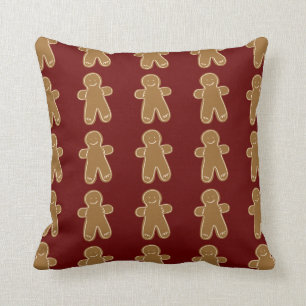 Gingerbread Man Holiday Christmas Festive Decor Cushion