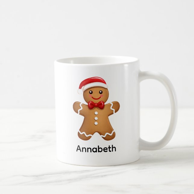 Gingerbread Man Holiday Cookie Personalised Coffee Mug (Right)