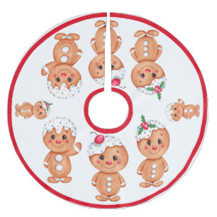 Gingerbread Man Holiday Festive Christmas Seasonal Brushed Polyester Tree Skirt