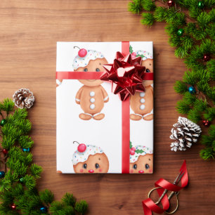 Gingerbread Man Holiday Festive Christmas Seasonal Wrapping Paper