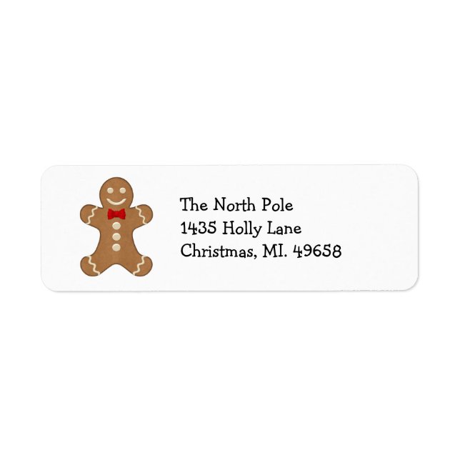 Gingerbread Man Holiday Return Address Labels (Front)