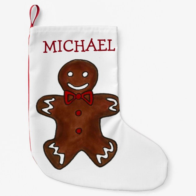 Gingerbread Man Holiday Xmas Christmas Cookie Small Christmas Stocking (Front)