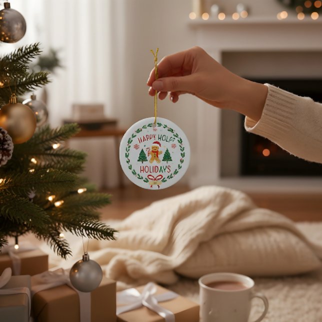 Gingerbread Man & Holly Wreath Christmas Ornament (Creator Uploaded)