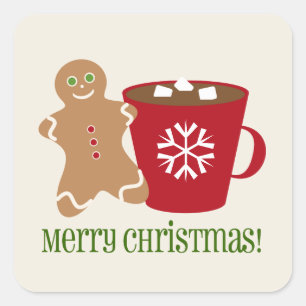 Gingerbread Man & Hot Chocolate Christmas Sticker