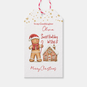 Gingerbread man House Granddaughter Christmas Gift Tags