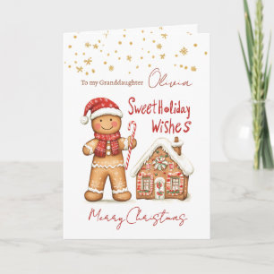 Gingerbread man House Granddaughter Christmas Holiday Card