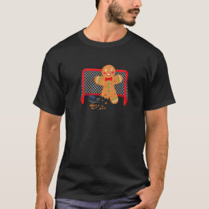 Gingerbread Man Ice Hockey Christmas T-Shirt