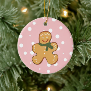 Gingerbread Man Illustration Ceramic Ornament