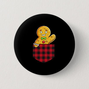 Gingerbread Man In Cket Funny Christmas Cookie Boy 6 Cm Round Badge
