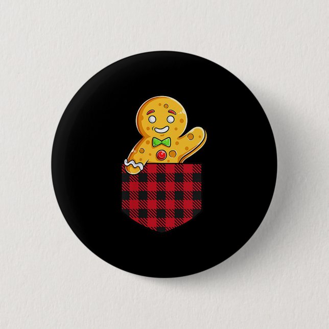 Gingerbread Man In Cket Funny Christmas Cookie Boy 6 Cm Round Badge (Front)