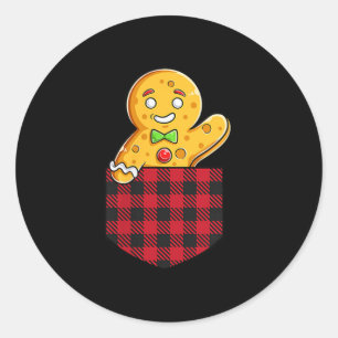Gingerbread Man In Cket Funny Christmas Cookie Boy Classic Round Sticker