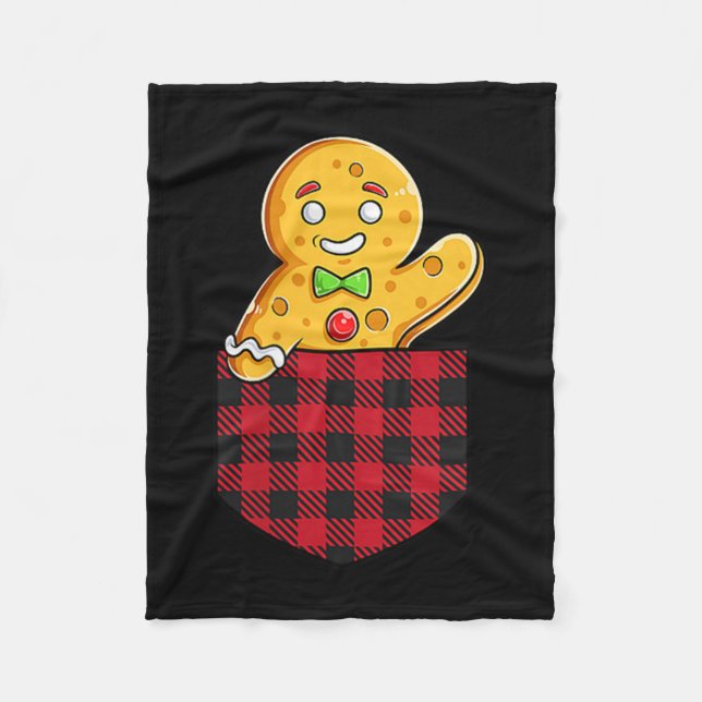 Gingerbread Man In Cket Funny Christmas Cookie Boy Fleece Blanket (Front)