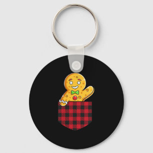 Gingerbread Man In Cket Funny Christmas Cookie Boy Key Ring