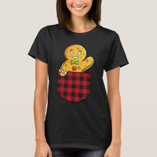 Gingerbread Man In Cket Funny Christmas Cookie Boy T-Shirt