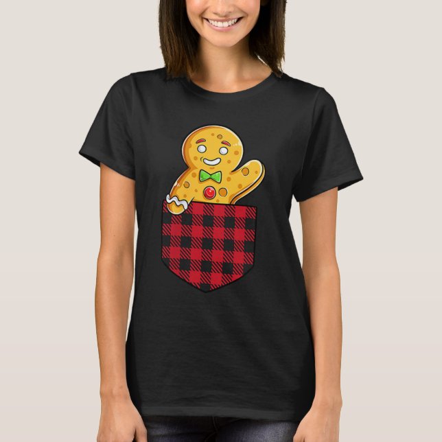 Gingerbread Man In Cket Funny Christmas Cookie Boy T-Shirt (Front)