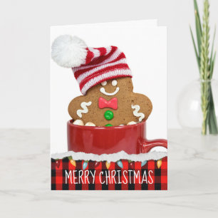 Gingerbread man in red mug card
