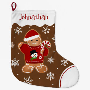 Gingerbread Man in Sweater Large Christmas Stocking