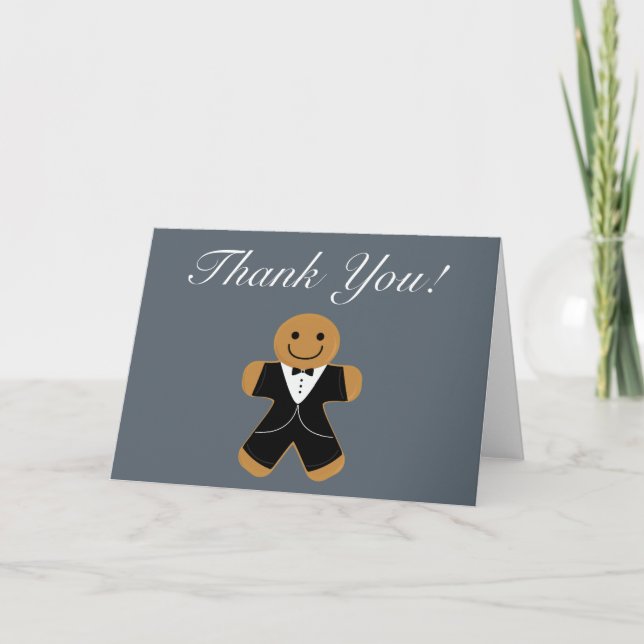 Gingerbread Man in Tuxedo thank you Card (Front)