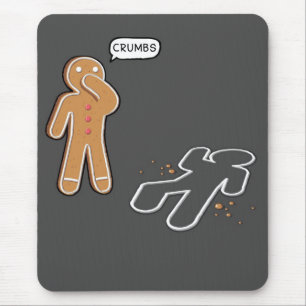 Gingerbread man Ironic Crime scene 'CRUMBS' Mouse Mat