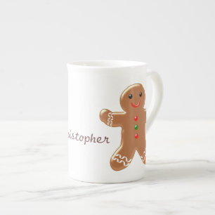 Gingerbread Man Just Add Name Bone China Mug