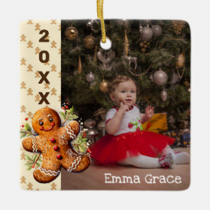 Gingerbread Man Kids Christmas Photo Ornament