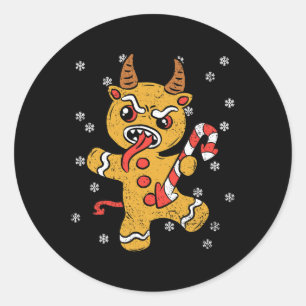 Gingerbread Man Krampus Christmas Pajama X-mas Can Classic Round Sticker