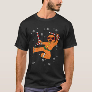 Gingerbread Man Kung Fu Christmas Funny Cookie Can T-Shirt