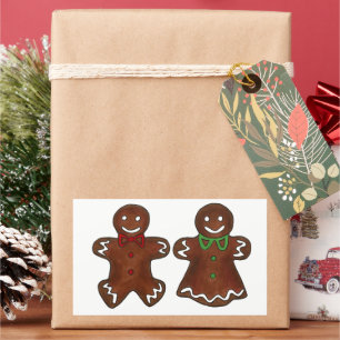 Gingerbread Man Lady Woman Christmas Xmas Cookie Rectangular Sticker