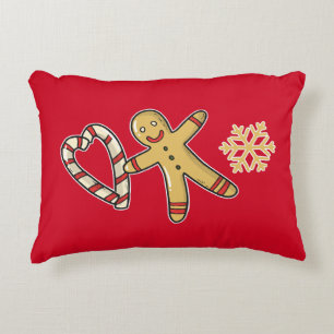 Gingerbread man love decorative cushion