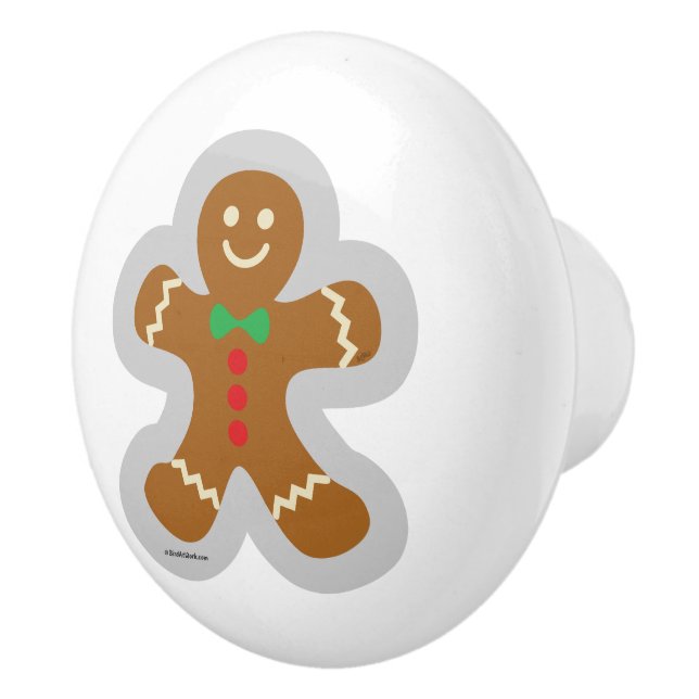 Gingerbread Man Making The Angel In The Snow Ceramic Knob (Right)