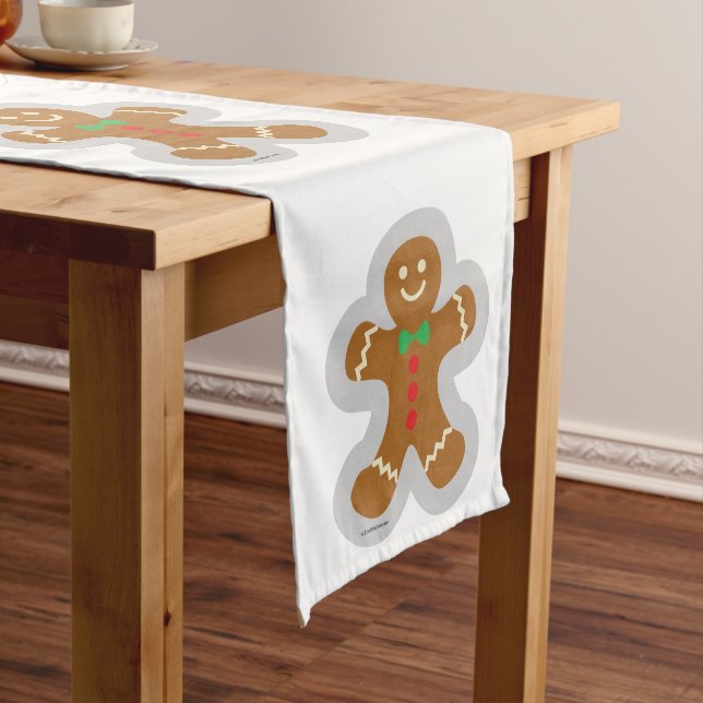 Gingerbread Man Making The Angel In The Snow Medium Table Runner (In Situ)