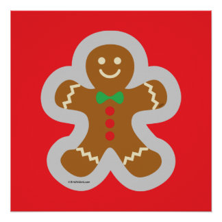 Gingerbread Man Making The Angel In The Snow Poster