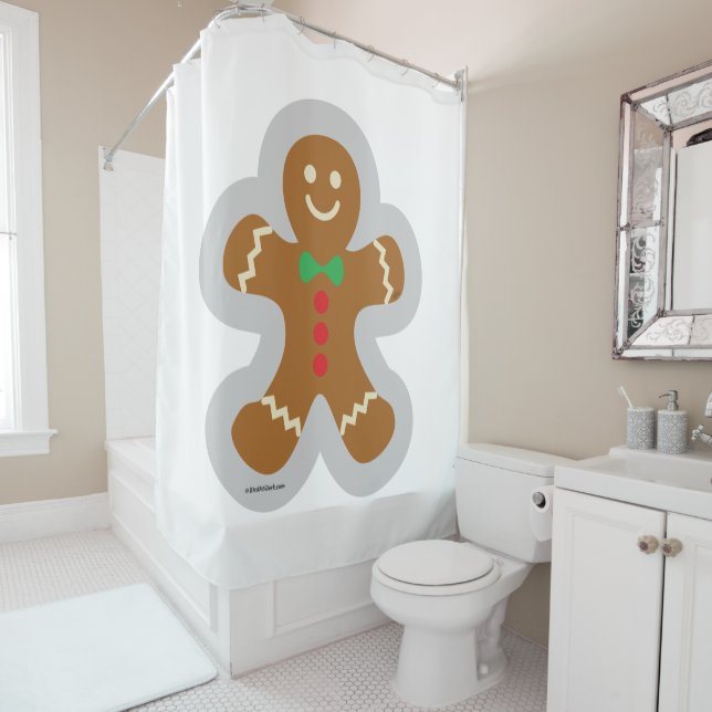 Gingerbread Man Making The Angel In The Snow Shower Curtain (In Situ)