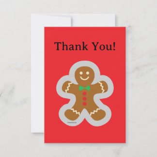 Gingerbread Man Making The Angel In The Snow Thank You Card