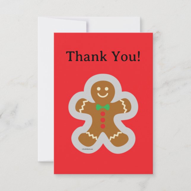 Gingerbread Man Making The Angel In The Snow Thank You Card (Front)