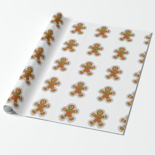 Gingerbread Man Making The Angel In The Snow Wrapping Paper
