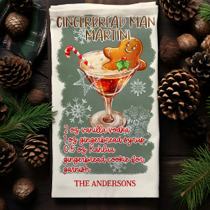Gingerbread Man Martini Christmas Cocktail Recipe Tea Towel