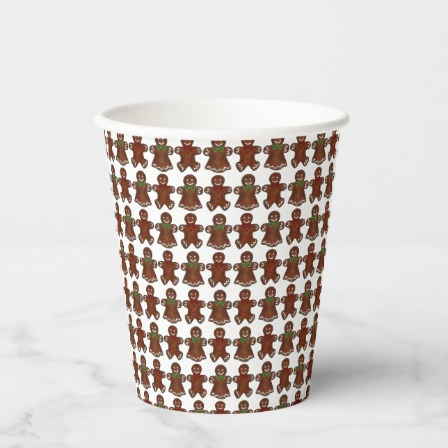 Gingerbread Man Men Lady Christmas Cookie Holiday  Paper Cups (Front)