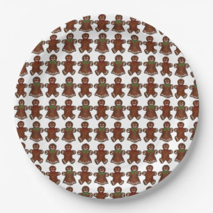 Gingerbread Man Men Lady Christmas Cookie Holiday Paper Plate