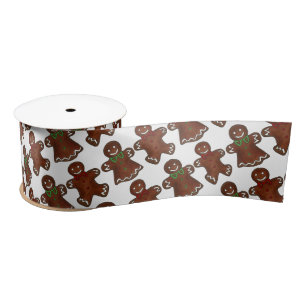 Gingerbread Man Men Lady Christmas Cookie Holiday Satin Ribbon