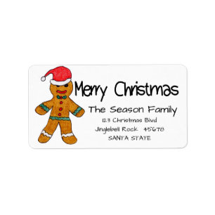 Gingerbread man Merry Christmas  address label