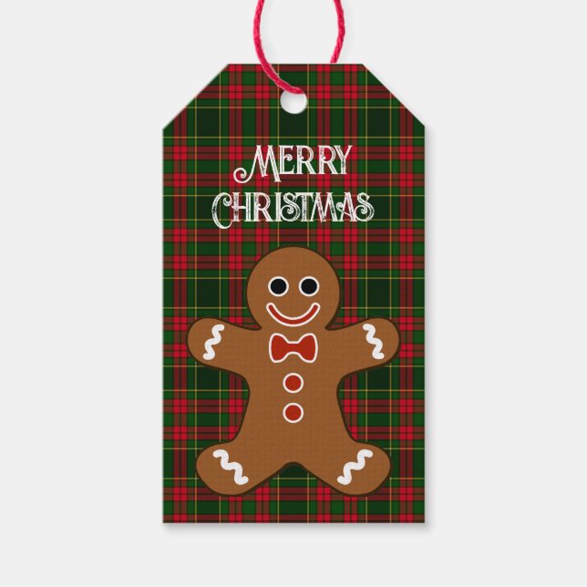 Gingerbread Man Merry Christmas Gift Tags (Front)