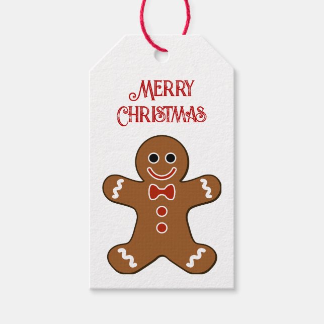 Gingerbread Man Merry Christmas Gift Tags (Front)