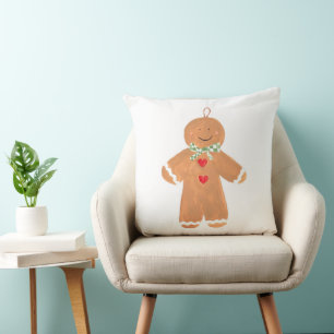 Gingerbread man Merry Christmas Nostalgic Festive Cushion