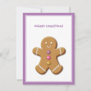 Gingerbread Man Merry Christmas Purple Card