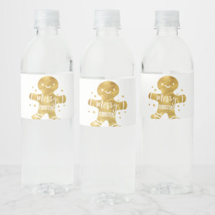 gingerbread Man, merry Christmas Water Bottle Label