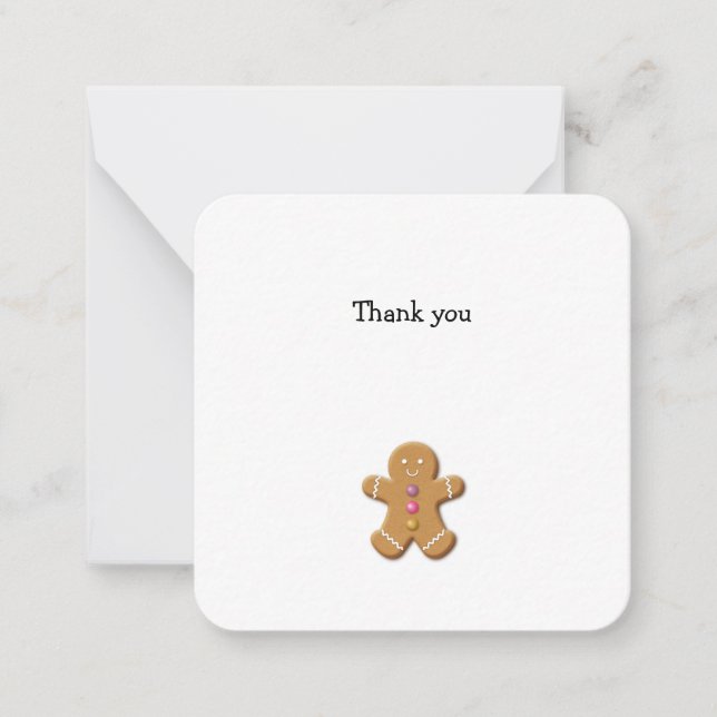 Gingerbread Man Mini Thank You Note Card (Front)